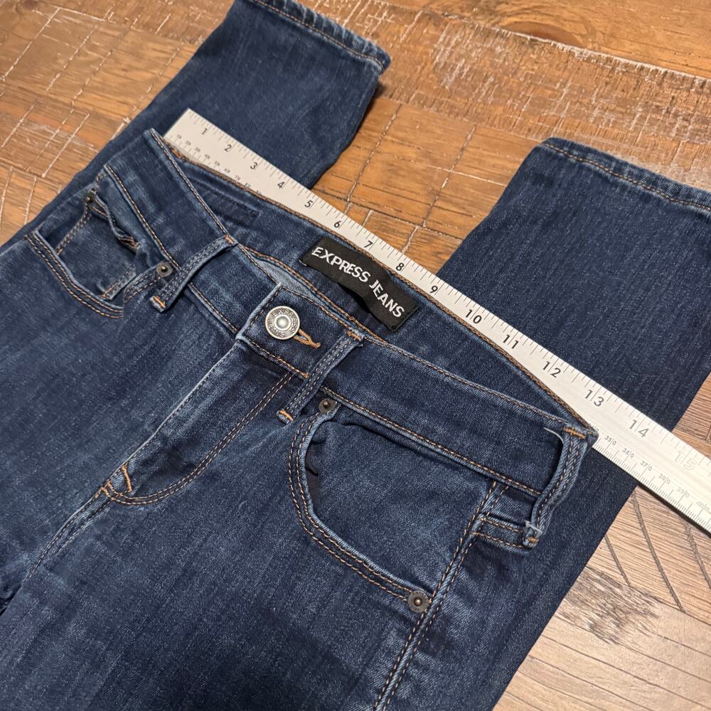 Express Jeans Blue Denim Skinny Mid Rise 0 0R Casual Zero Regular - Picture 8 of 9
